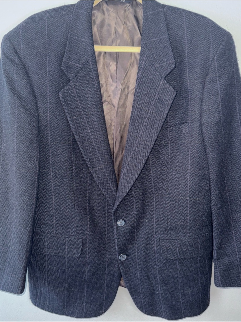 Vintage Burberry Men's Blazer 100% Wool Grey Pin Striped
